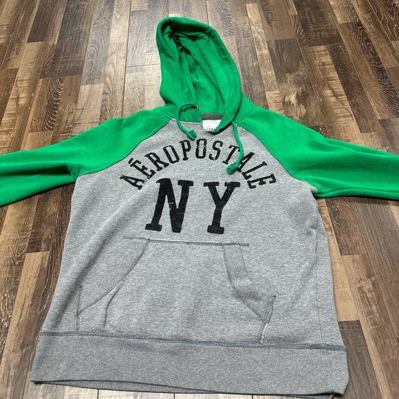 Aeropostale Men's Hoodie in Green and Gray - Picture 1 of 2